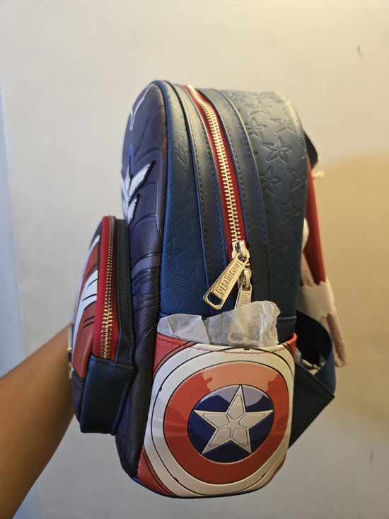 Disney Captain America Inspired Navy Blue, Red and White Mini Backpack main image 4